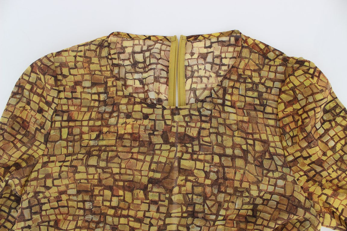 T-shirt in seta con stampa a mosaico multicolore Dolce &amp; Gabbana