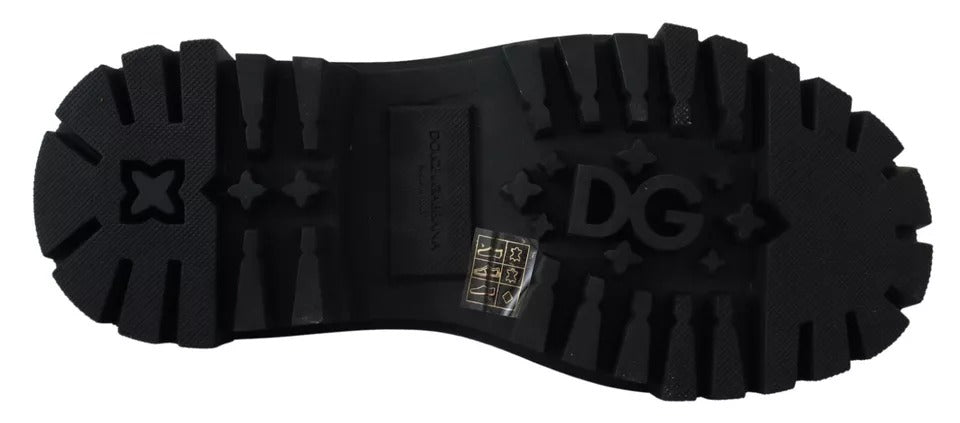 Scarpe Derby da trekking in pelle nera con decorazioni Dolce &amp; Gabbana