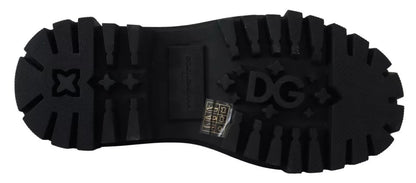 Scarpe Derby da trekking in pelle nera con decorazioni Dolce &amp; Gabbana