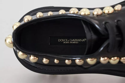 Scarpe Derby da trekking in pelle nera con decorazioni Dolce &amp; Gabbana