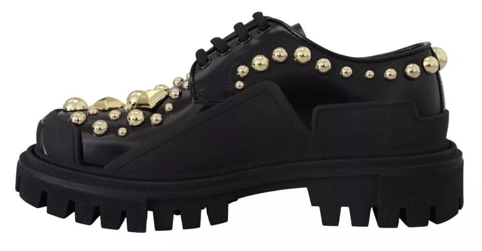 Scarpe Derby da trekking in pelle nera con decorazioni Dolce &amp; Gabbana