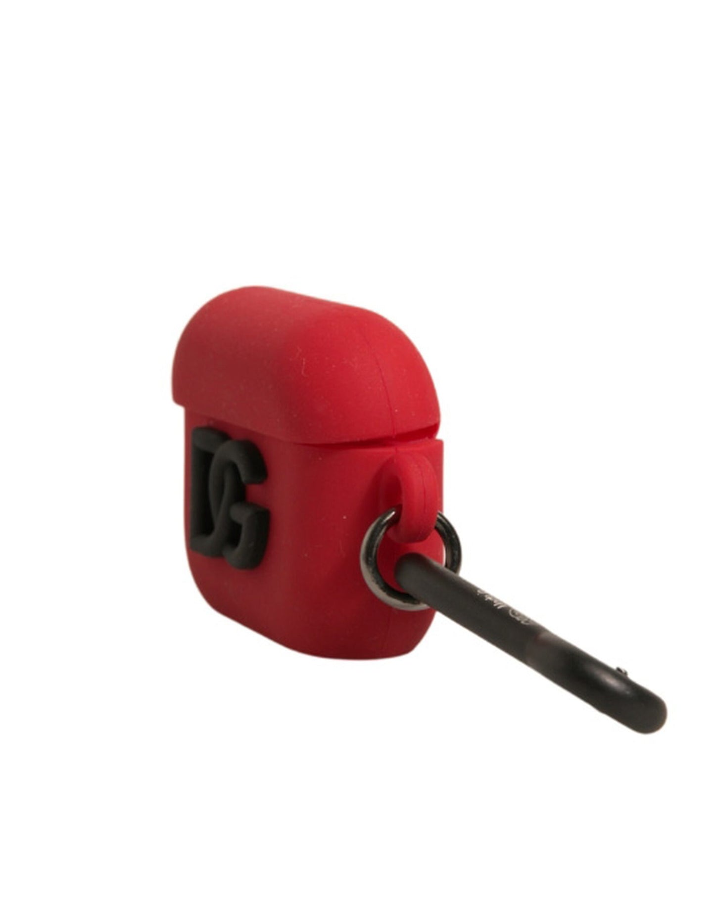 Custodia per Airpods in silicone rosso con logo Dolce &amp; Gabbana in rilievo