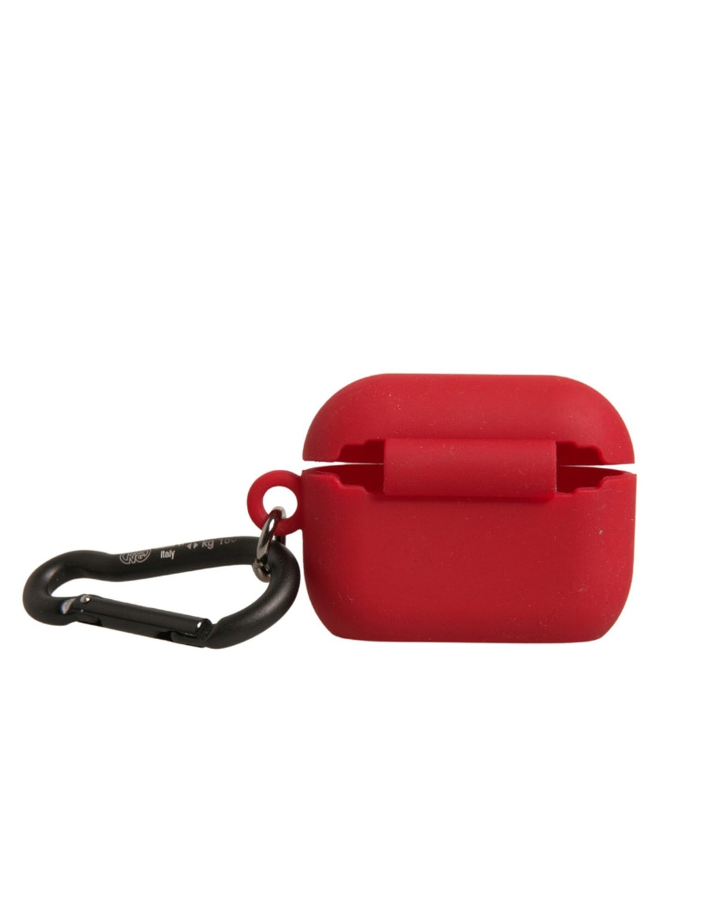 Custodia per Airpods in silicone rosso con logo Dolce &amp; Gabbana in rilievo
