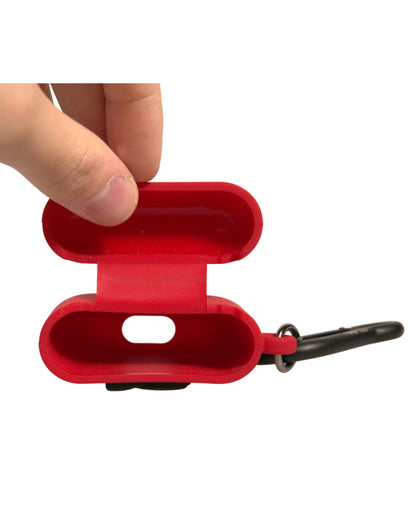 Custodia per Airpods in silicone rosso con logo Dolce &amp; Gabbana in rilievo