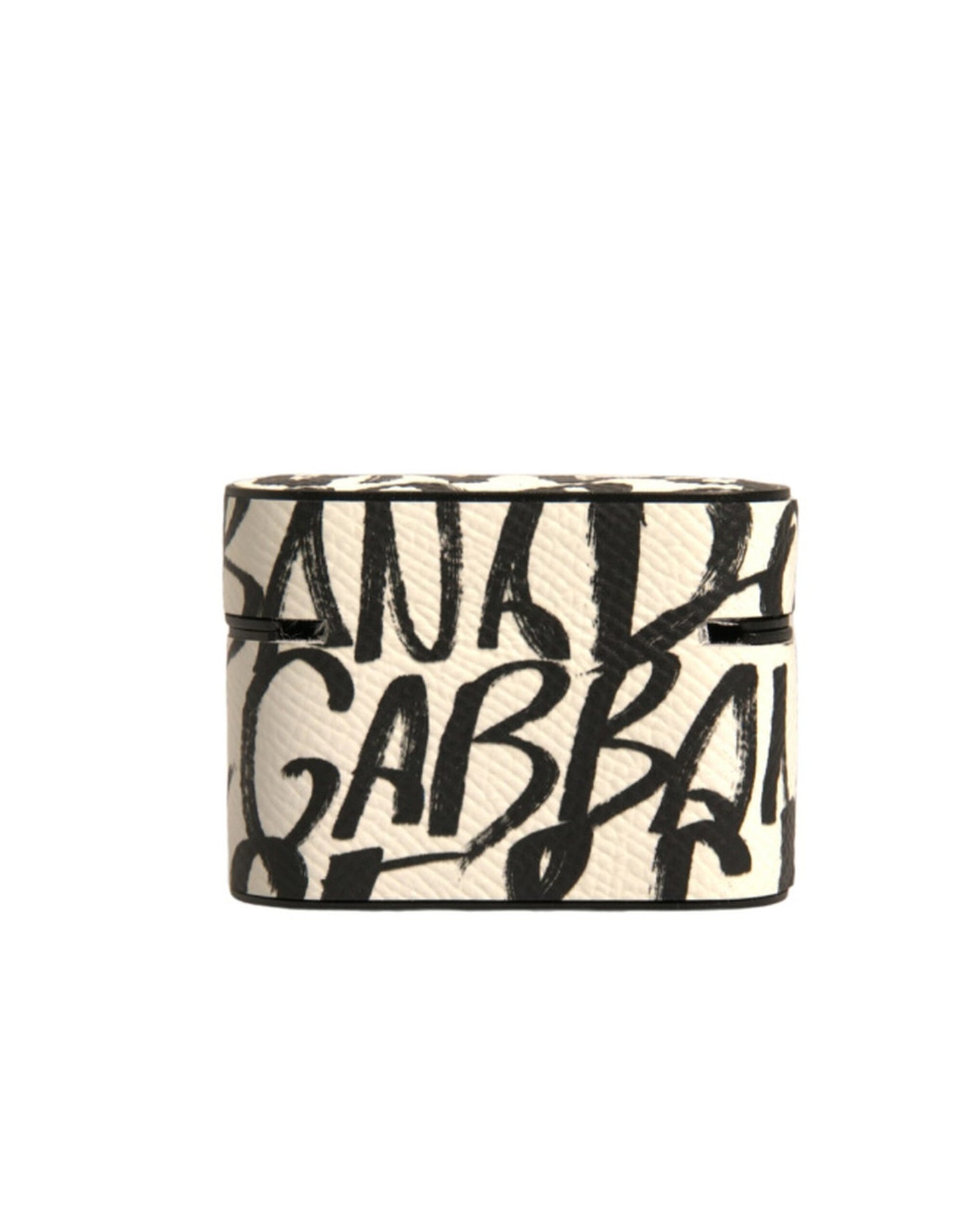 Custodia per Airpods Dolce &amp; Gabbana in pelle nera e bianca con logo in rilievo