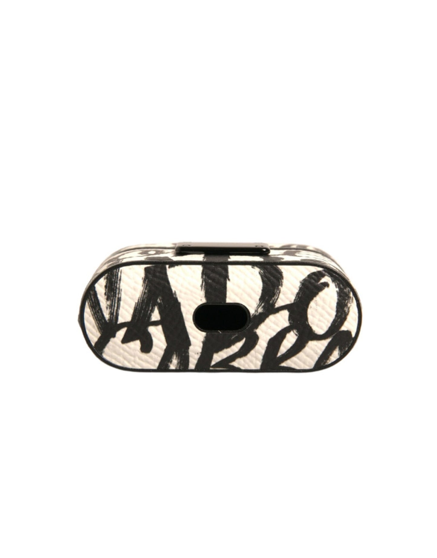 Custodia per Airpods Dolce &amp; Gabbana in pelle nera e bianca con logo in rilievo