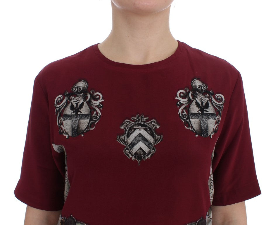 T-shirt in seta con stampa cavaliere rosso Dolce &amp; Gabbana