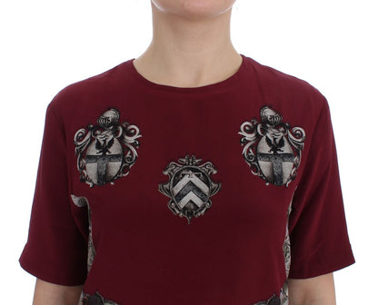 T-shirt in seta con stampa cavaliere rosso Dolce &amp; Gabbana