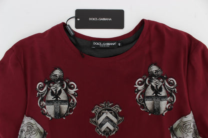 T-shirt in seta con stampa cavaliere rosso Dolce &amp; Gabbana