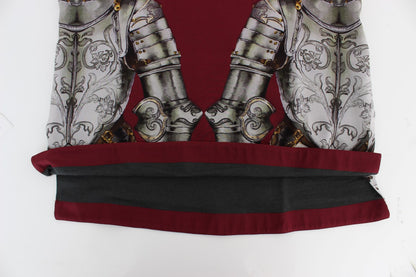 T-shirt in seta con stampa cavaliere rosso Dolce &amp; Gabbana