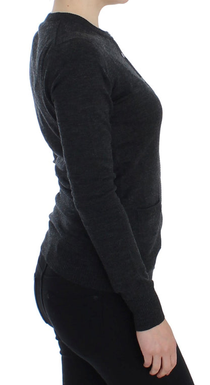 Dolce &amp; Gabbana Maglione Cardigan con Bottoni in Lana Grigia
