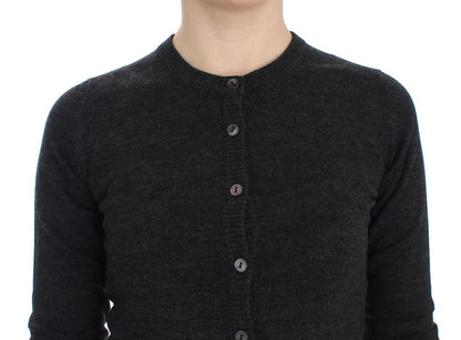 Dolce &amp; Gabbana Maglione Cardigan con Bottoni in Lana Grigia
