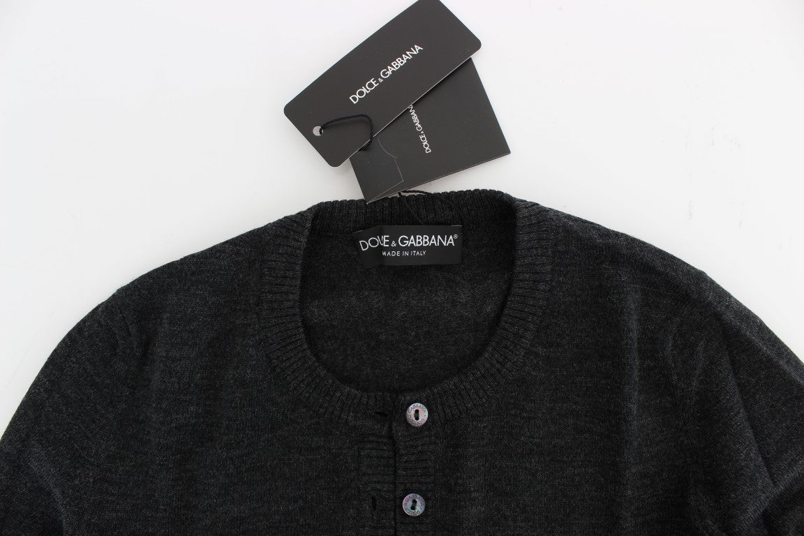 Dolce &amp; Gabbana Maglione Cardigan con Bottoni in Lana Grigia
