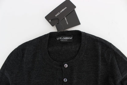 Dolce &amp; Gabbana Maglione Cardigan con Bottoni in Lana Grigia