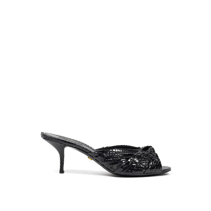 Sandali con plateau in pelle di serpente nera Dolce &amp; Gabbana