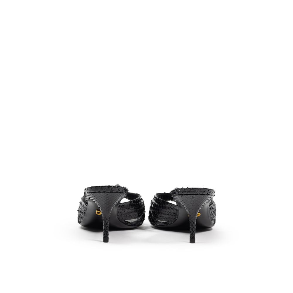 Sandali con plateau in pelle di serpente nera Dolce &amp; Gabbana