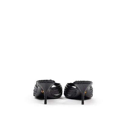 Sandali con plateau in pelle di serpente nera Dolce &amp; Gabbana