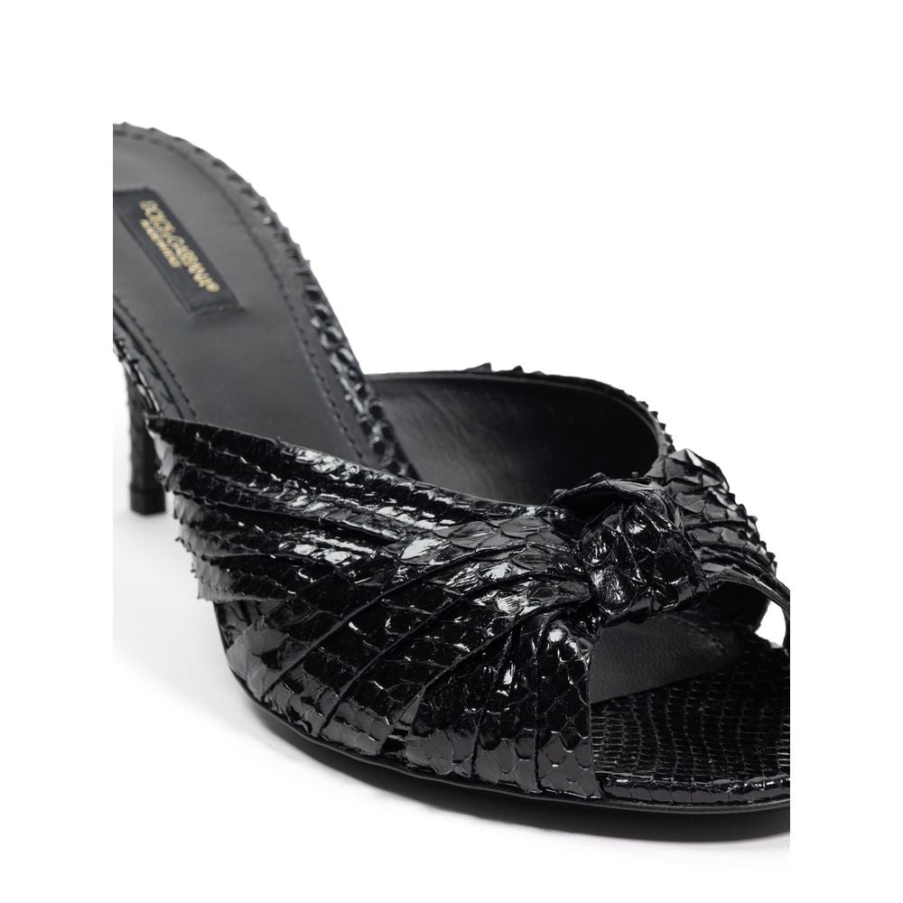 Sandali con plateau in pelle di serpente nera Dolce &amp; Gabbana