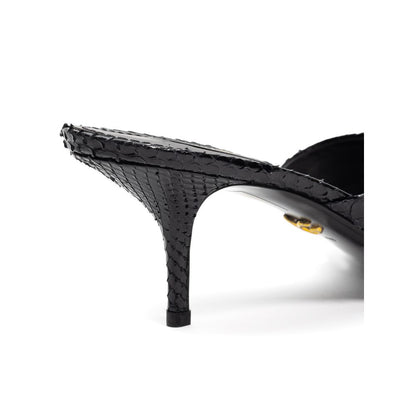 Sandali con plateau in pelle di serpente nera Dolce &amp; Gabbana