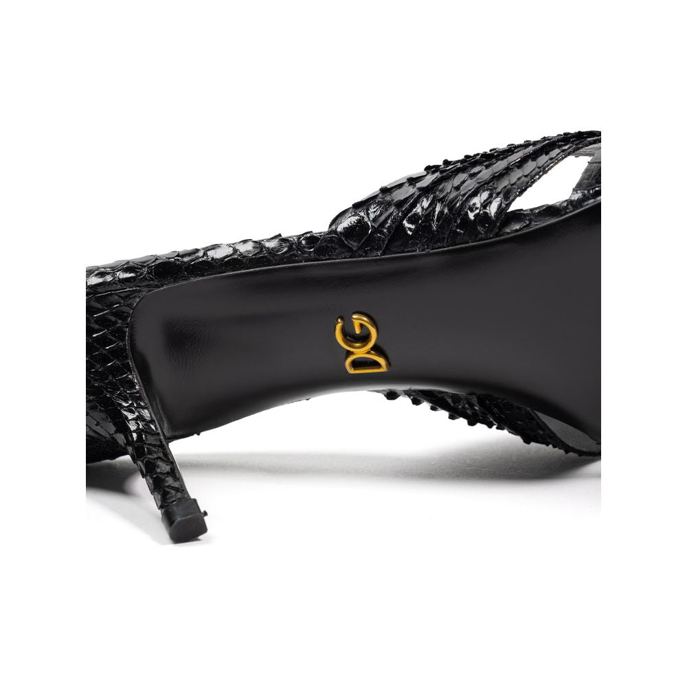 Sandali con plateau in pelle di serpente nera Dolce &amp; Gabbana