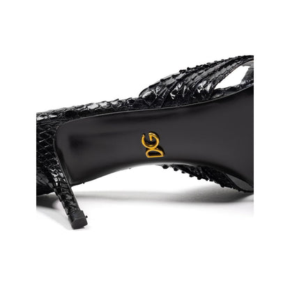 Sandali con plateau in pelle di serpente nera Dolce &amp; Gabbana
