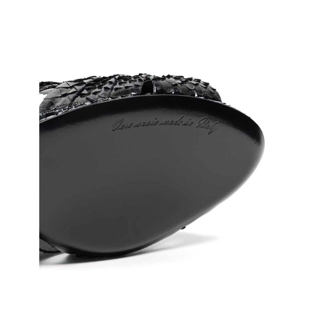 Sandali con plateau in pelle di serpente nera Dolce &amp; Gabbana