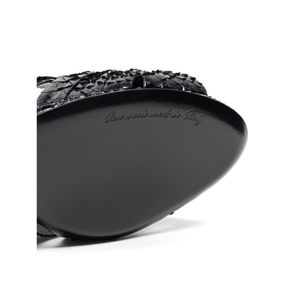Sandali con plateau in pelle di serpente nera Dolce &amp; Gabbana