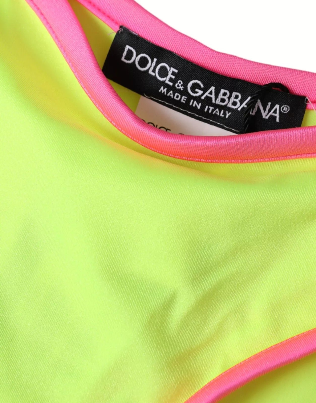 Dolce &amp; Gabbana Costume da bagno in nylon giallo e rosa con slip e bikini da spiaggia