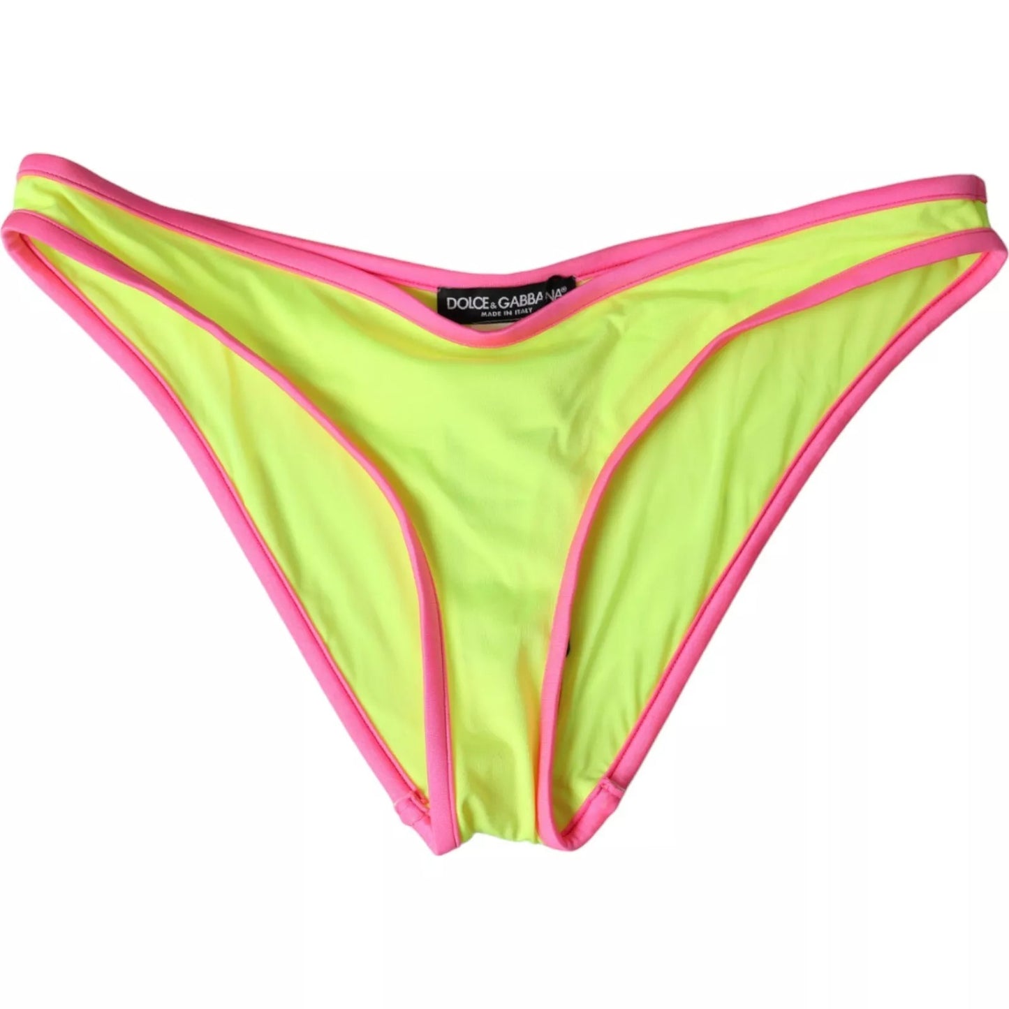 Dolce &amp; Gabbana Costume da bagno in nylon giallo e rosa con slip e bikini da spiaggia