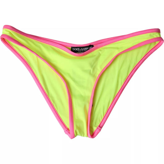 Dolce &amp; Gabbana Costume da bagno in nylon giallo e rosa con slip e bikini da spiaggia