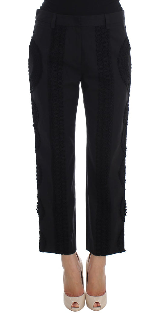 Pantaloni Capri Torero in cotone elasticizzato nero Dolce &amp; Gabbana