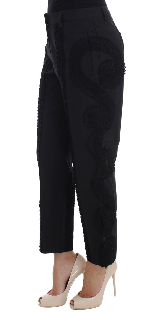 Pantaloni Capri Torero in cotone elasticizzato nero Dolce &amp; Gabbana