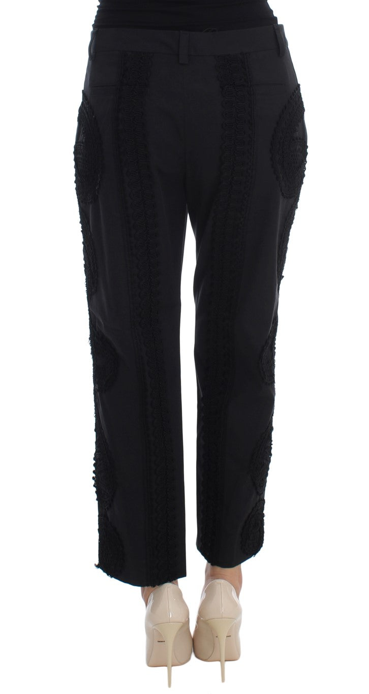 Pantaloni Capri Torero in cotone elasticizzato nero Dolce &amp; Gabbana
