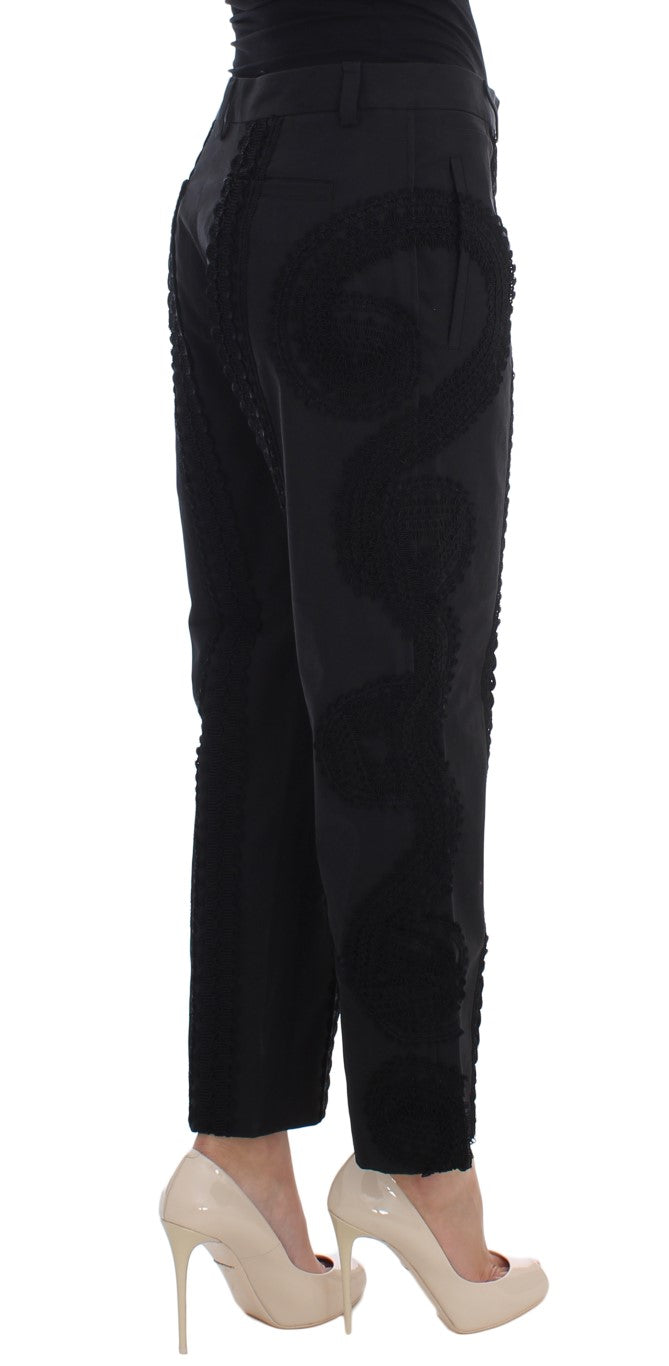 Pantaloni Capri Torero in cotone elasticizzato nero Dolce &amp; Gabbana