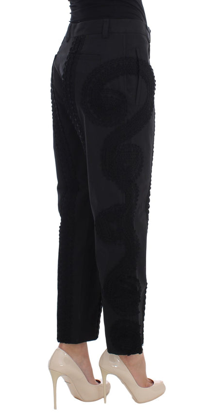 Pantaloni Capri Torero in cotone elasticizzato nero Dolce &amp; Gabbana