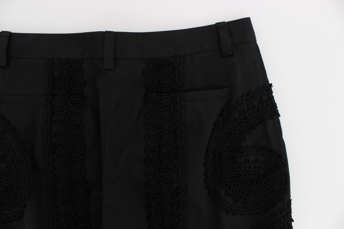 Pantaloni Capri Torero in cotone elasticizzato nero Dolce &amp; Gabbana