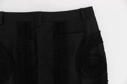 Pantaloni Capri Torero in cotone elasticizzato nero Dolce &amp; Gabbana