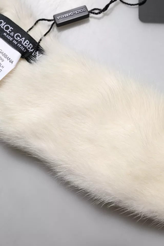 Sciarpa da donna con collo in pelliccia di visone bianco Dolce &amp; Gabbana