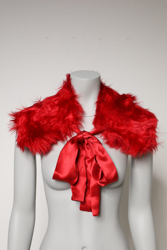 Dolce &amp; Gabbana - Scaldacollo invernale da donna in pelliccia di alpaca rossa