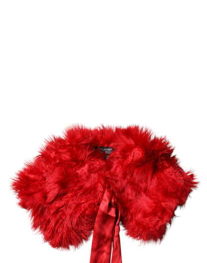Dolce &amp; Gabbana - Scaldacollo invernale da donna in pelliccia di alpaca rossa