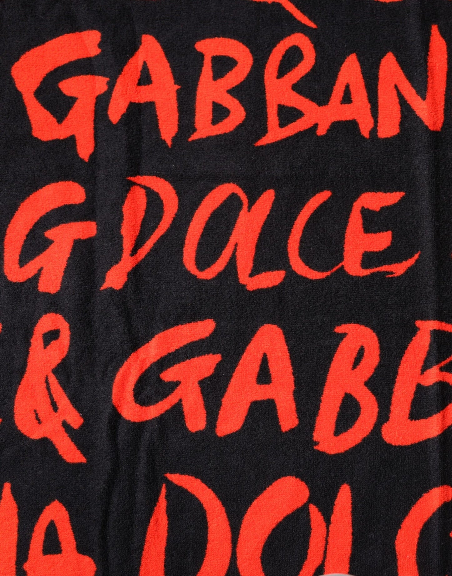 Asciugamano da spiaggia in cotone con stampa logo rosso e nero Dolce &amp; Gabbana