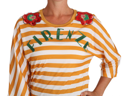 Dolce & Gabbana Bianco Arancione FIRENZE Top T-shirt