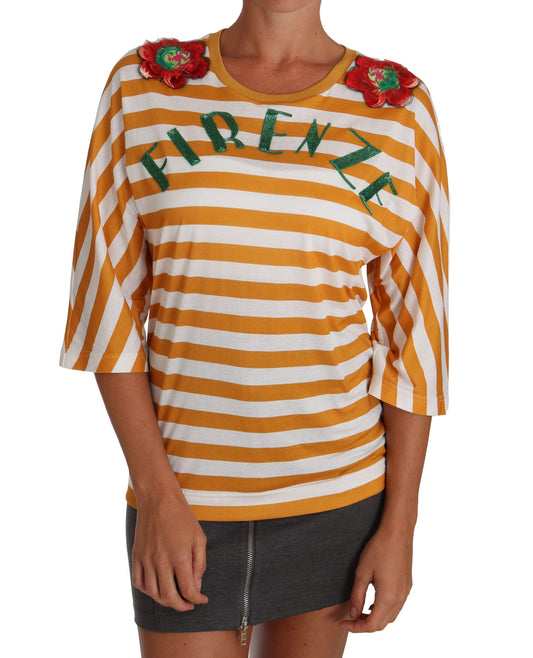 Dolce & Gabbana Bianco Arancione FIRENZE Top T-shirt