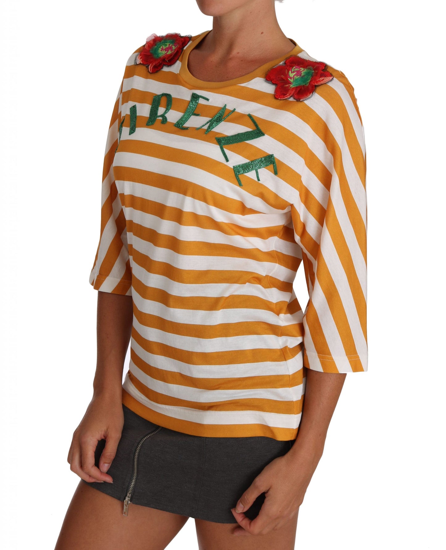 Dolce & Gabbana Bianco Arancione FIRENZE Top T-shirt