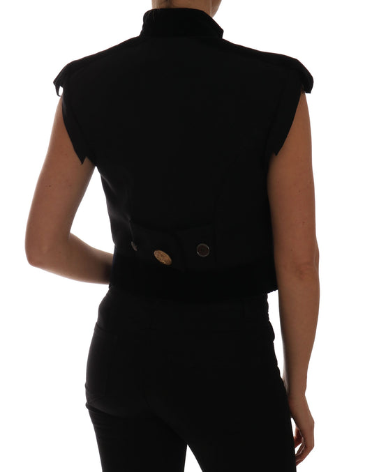 Dolce &amp; Gabbana Giacca militare con gilet floreale nero decorato