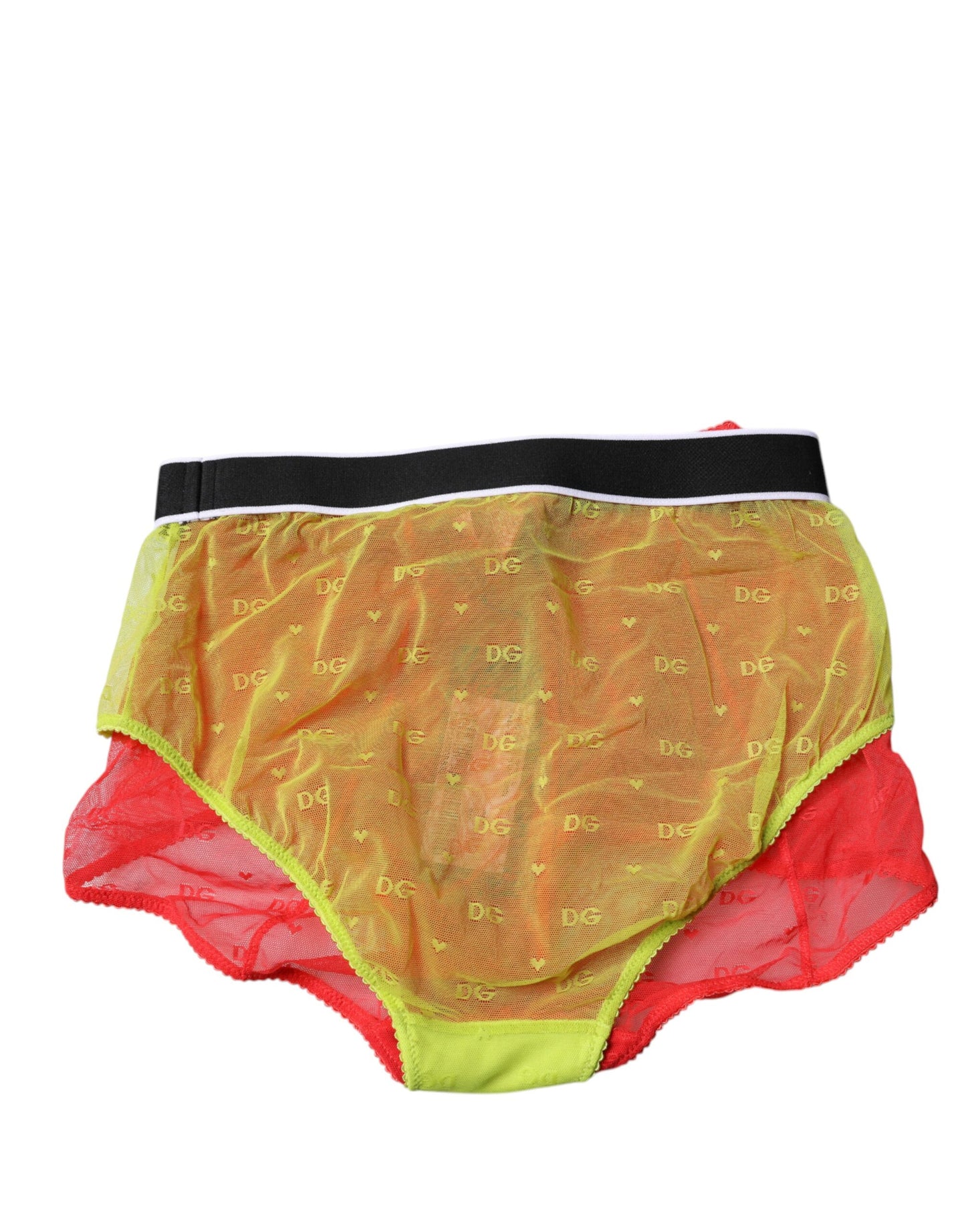 Dolce &amp; Gabbana - Mutandine in tulle rosso e giallo a vita media