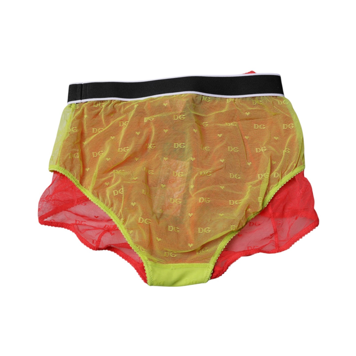 Dolce &amp; Gabbana - Mutandine in tulle rosso e giallo a vita media