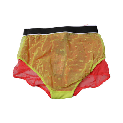 Dolce &amp; Gabbana - Mutandine in tulle rosso e giallo a vita media
