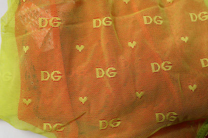 Dolce &amp; Gabbana - Mutandine in tulle rosso e giallo a vita media