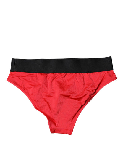 Dolce &amp; Gabbana Slip in nylon elasticizzato rosso a vita media